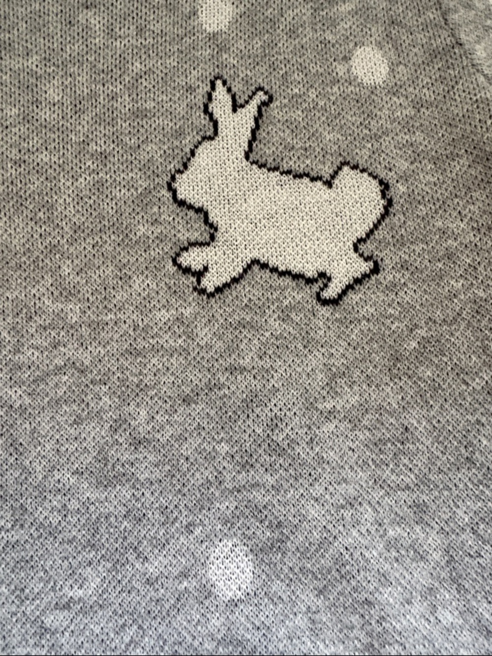 LOFT Gray Crewneck Sweater with White Bunny Motif - Picture 3 of 5
